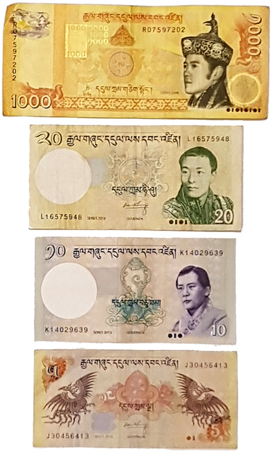 Währung in Bhutan - Ngultrum Scheine