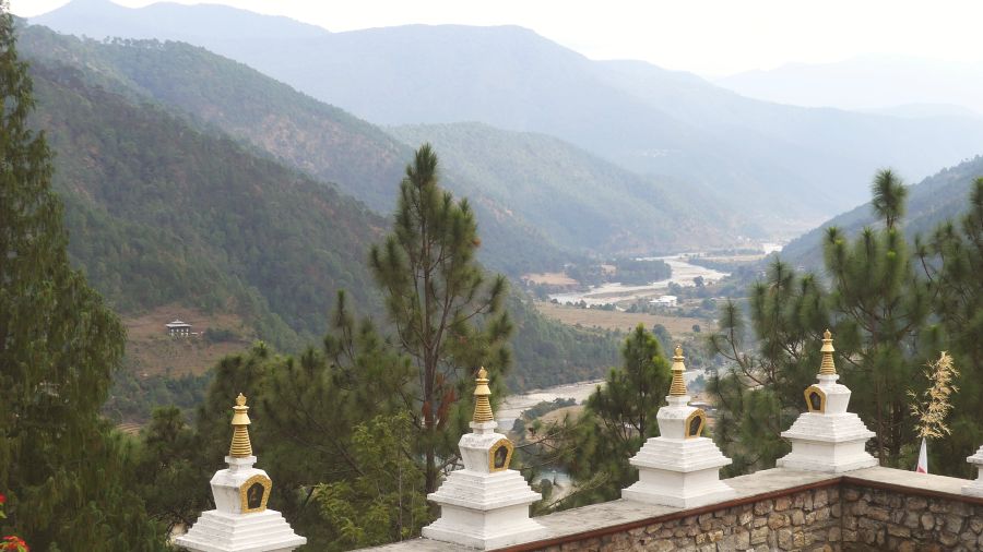 Bhutan Tageswanderung im Punakha-Tal zum Khamsung Yulley Tschörten