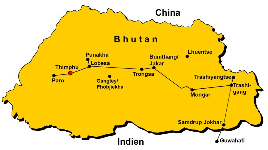 RV Karte Bhutan Durchquerung 900x506