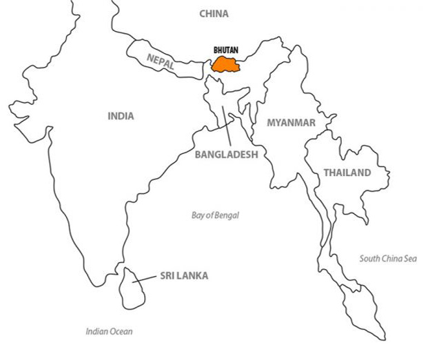 Bhutan - geographische Lage zwischen Indien und China